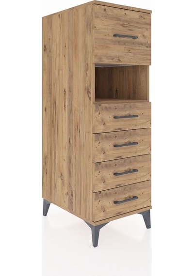 Kronos Dolap Tek Raflı 5 Çekmeceli 44x59x134 Çam-çam Atlas Çam