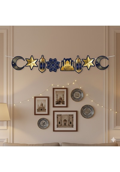 Dodomar 90x30 Cm Ramazan Ayyıldız Figürlü Mavi Süs Sarkıt Tavan Dekoru Diğer