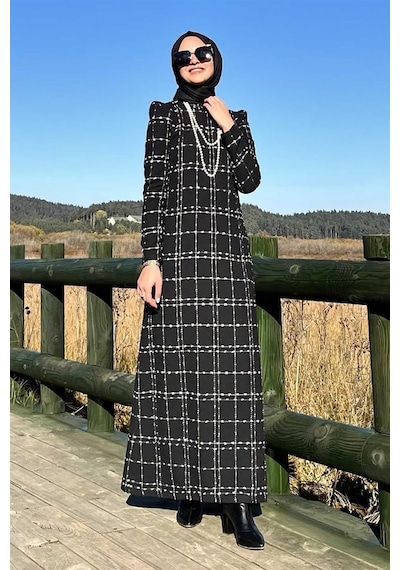 Rabia Şamlı Asalet Tüvit Elbise Siyah