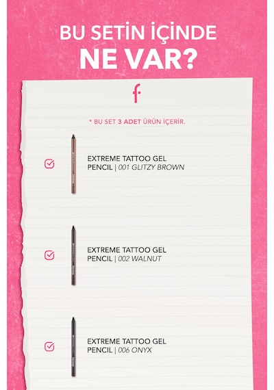 Flormar Extreme Tattoo Jel Göz Kalemi Seti 3'lü