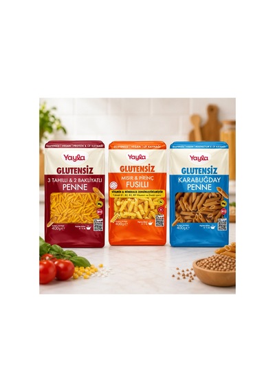 Yayla Glutensiz Vegan Diyet Makarna 3x400 Gr 3 Lü Karma Paket