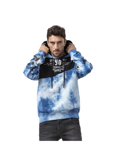 Cipo & Baxx Cl593 Erkek Hoodie Sweatshirt Modern Baskılı, Kapüşonlu, Rahat Kesim Sweatshirt Mavi