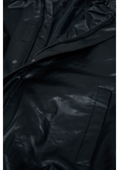 Terapi Men Siyah Oversize Bomber Deri Ceket Koyu Siyah Terapi Men Siyah Oversize Bomber Deri Ceket Koyu Siyah