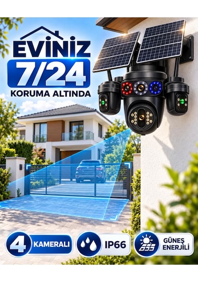 Esvision 7020 Kameralı 4g Çift Solar Panel Gece Görüş 12ay X 5gb İnternet Akıllı Kamera