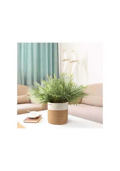 Dekoratif Jüt Hasır Saksılık Havluluk Organizer 15x15 Cm Krem Krem