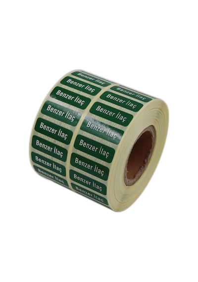 Benzer İlaç Etiketi 30mm X 10mm 5000 Adet Kuşe Rulo Etiket Çok Renkli