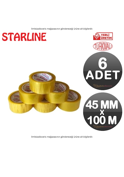 45 Mm X 100 M Akrilik Şeffaf Koli Bandı 6 Adet Türk Malı