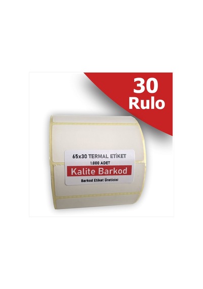 65x30 Termal Etiket | 30 Rulo Barkod Etiketi
