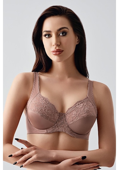New Bra Kadın C Kap Dantelli Balenli Desteksiz Toparlayıcı Sütyen Vizon 2305 Vizon