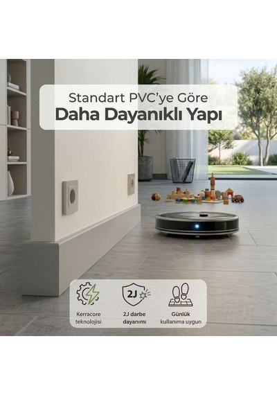 Espumo Kompozit Süpürgelik 8 cm Koyu Gri | Suya Dayanıklı Parke Duvar Süpürgelik 2,40 m ESP203