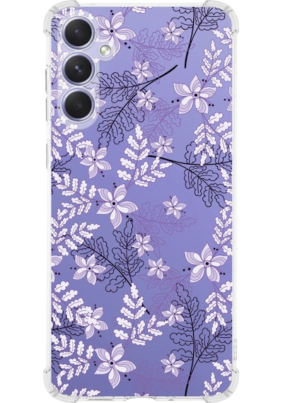 Samsung Galaxy A26 İle Uyumlu Floral Lila Baskılı Şeffaf Köşe Korumalı Antişok Kılıf