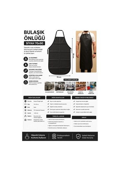 Bulaşık Önlüğü Siyah 70x90