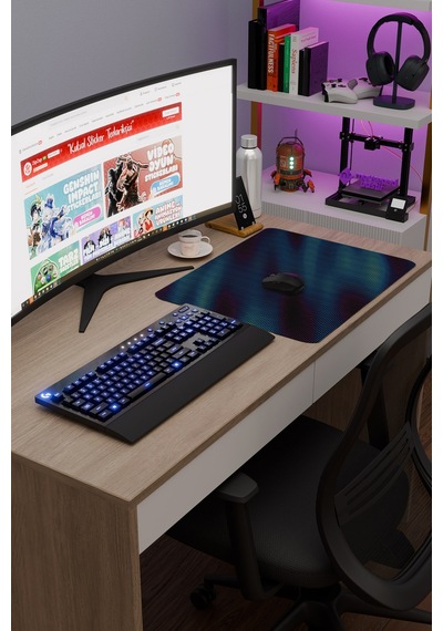 Glitch Kaymaz Dikişli Kauçuk Oyuncu Mousepad V1 - 48x40 Xl Gaming Mouse Pad Fare Altlığı