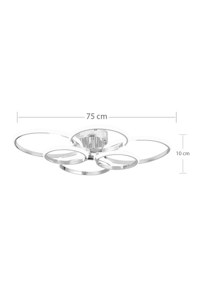 Pl 02 6 Model Krom 3 Renkli Salon Ve Oturma Odası İçin İdeal Alüminyum Avize, 75x10 Krom