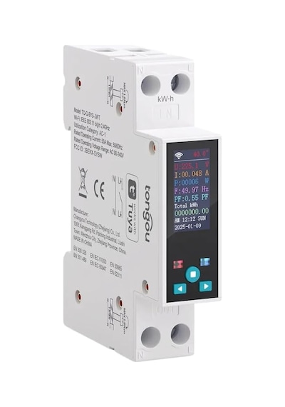 Wifi 50 Amper Ekranlı Enerji Ölçer Akıllı Sigorta Tuya, Smart Life, Home Assistant Uyumlu Genel