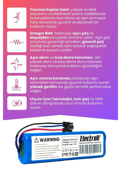 Xiaomi Mi Vacuum Mop 1c 2in1 Uyumlu Batarya Ultra Yüksek Kapasite 3500mah Robot Süpürge Pil Stytj01zhm