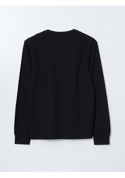 Lcwaıkıkı Classic Siyah Bisiklet Yaka Uzun Kollu Erkek Sweatshirt