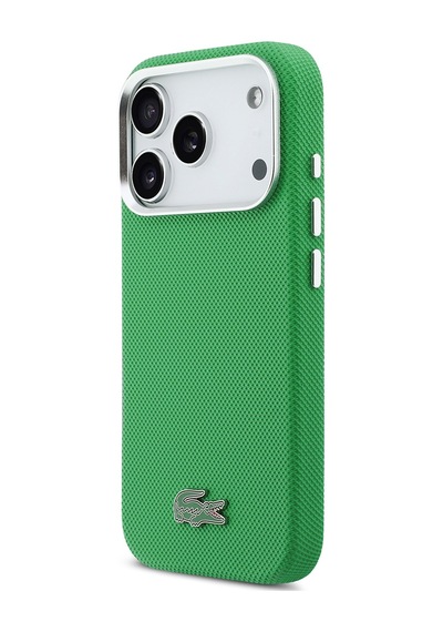 Apple iPhone 17 Pro Kılıf Lacoste Lisanslı M-safe Uyumlu Pvc Pike Desenli İkonik Timsah Logolu Kapak Yeşil