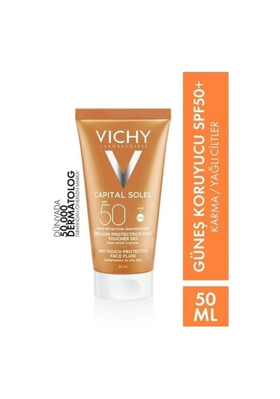 Vichy Capital Ideal Soleil Mattifying Face Fluid Dry Touch Emulsion SPF50+ 50 ML Vichy Capital Ideal Soleil Mattifying Face Fluid Dry Touch Emulsion SPF50+ 50 ML