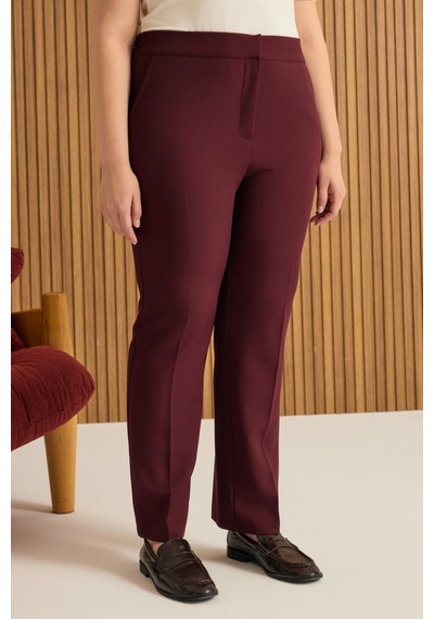 Aker Beli Lastikli Dokuma Pantolon Bordo Bordo
