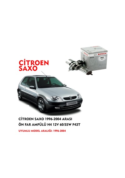 CİTROEN SAXO 1996-2004 ARASI ÖN FAR AMPÜLÜ H4 12V 60/55W P43T