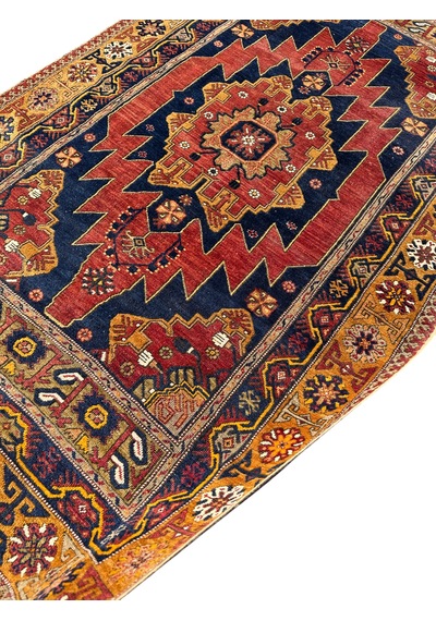 El Dokuma Antika 140 Yaşında Zile Halısı 130x230 Kök Boya Başyapıt Halı Kiremit