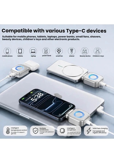Abatech X01 Type-c Uyumlu Şarj Ayırıcı 140w Mini Adaptör 1 Adet