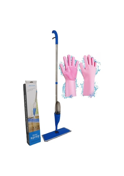 Sprey Mop 4 Adet Mop Bezi Ve Sihirli Silikon Bulaşık Eldiveni