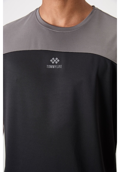 Tommy Life Siyah Polyester Nefes Alan Dokulu İnce Esnek Standart Fit Erkek Performans T-shirt - 88386 Siyah