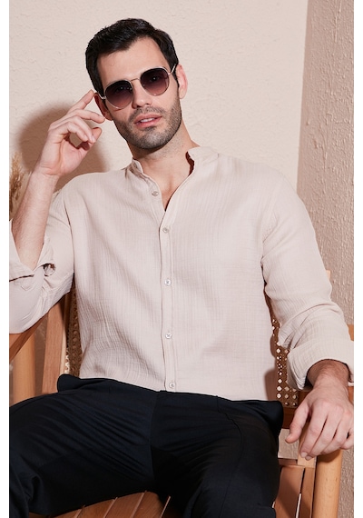 Buratti Pamuklu Regular Fit Hakim Yaka Erkek Gömlek Cf25S127702 Bej
