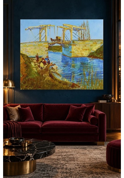 Fida Van Gogh Arles Langlois Köprüsü Ve Çamaşırcı Kadınlar Canvas Tablo Çok Renkli