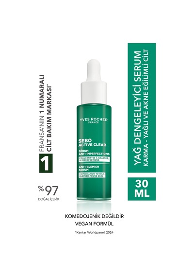 Yves Rocher Arındırıcı Yağ Dengeleyici Serum-süksinik Asit&çinko-sebo Active Clear Botanik Kompleks-30 Ml