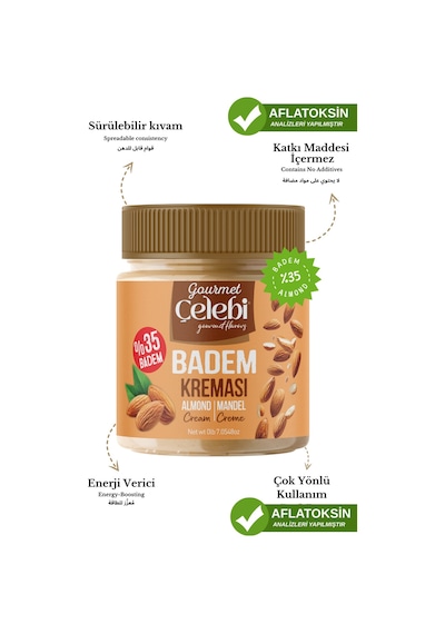 Badem Kreması 200 Gr - %35 Badem İçeren Sürülebilir Kahvaltılık