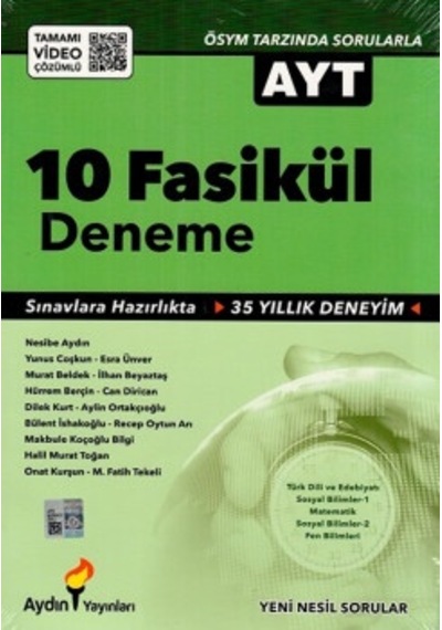 Ayt 10 Fasikül Deneme Aydın  Yayınları