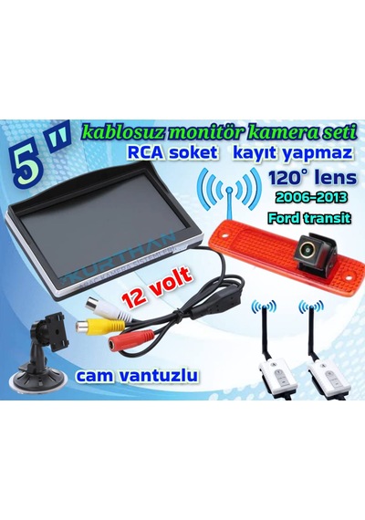 Kablosuz 5 İnç Ekran 2006-2013 Ford Transit Uyumlu Kamera 12 Volt