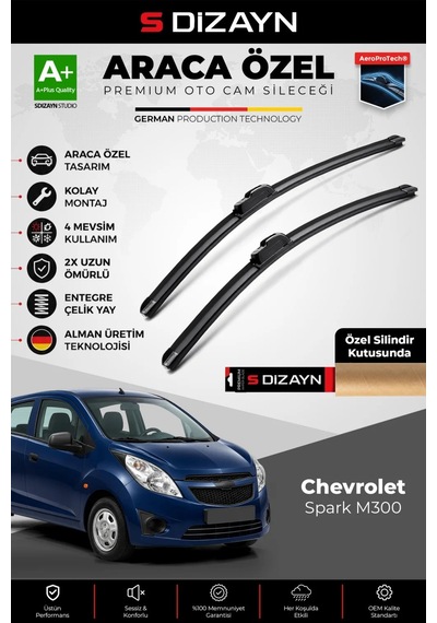 S-dizayn Chevrolet Spark M300 Ön Cam Silecek Seti 2010-2015 Premium Araca Özel 60-35 Cm A+ Kalite Ao