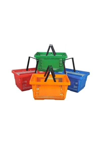 10 Adet 22 Lt Plastik Alışveriş Sepeti - Market El Sepeti Yeşil