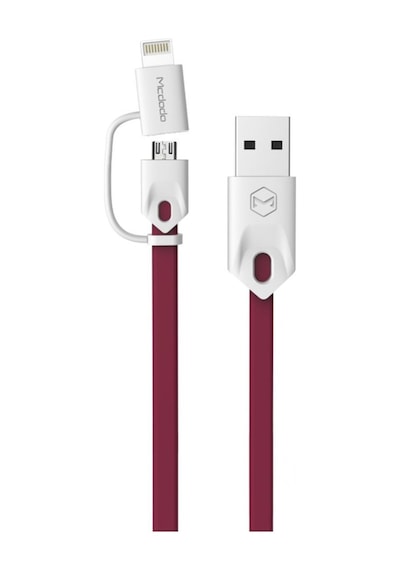 Apple Uyumlu iPhone Lightning Micro Usb Akıllı Şarj Data Kablosu Kırmızı