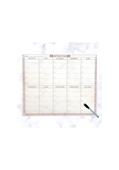Şeffaf Kendiliğinden Yapışkanlı Kalemli Haftalık Planlayıcı 40cm-50cm 5673 0