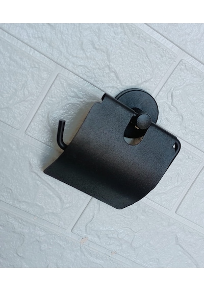 Yapışkanlı Banyo Aksesuar Seti 2 Katlı Banyo Rafı,uzun Havluluk,tuvalet Kağıtlığı, Bornozluk Siyah