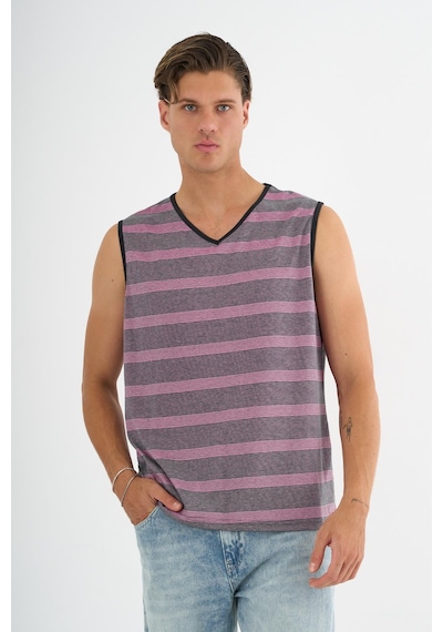 Alexander Gardi Bisiklet Yaka Çizgili Kolsuz T-shirt Mor