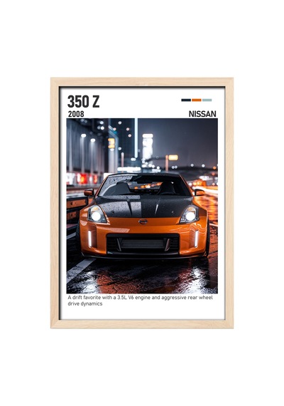 Nissan 350z Ahşap Çerçeveli Poster Tablo Drift Ve Spor Tasarım Ahşap 01