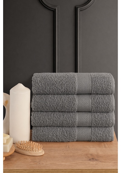 Blanc 4'lü 50x90cm El Yüz & Saç Havlusu Seti Havlu El Havlusu Banyo Havlusu I Çeyiz Havlusu - Antrasit