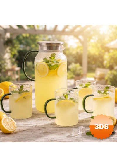 5 Parça Bardaklı Sürahi Seti Cam 1800 Ml