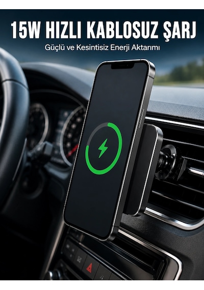 Manyetik Kablosuz Araç Şarj Cihazı 15w Magsafe Araç İçi Telefon Tutucu
