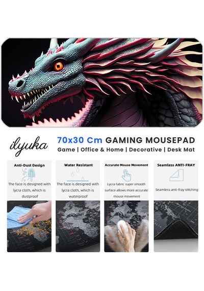 70x30cm Ejderha İlyuka Mp327030 Büyük Boy Xl Gaming Mousepad