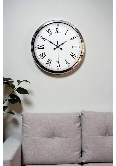 River World Duvar Saati Roma Rakamlı Metal Modern Krom 40 Cm Çok Renkli