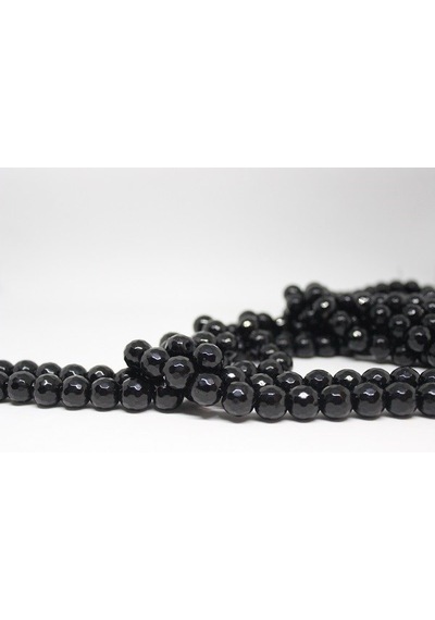 Yasam Tohumu Onix Oniks Taşı Faset Kesim Parlak Yarım Dizi 12 MM 18 CM Mavi