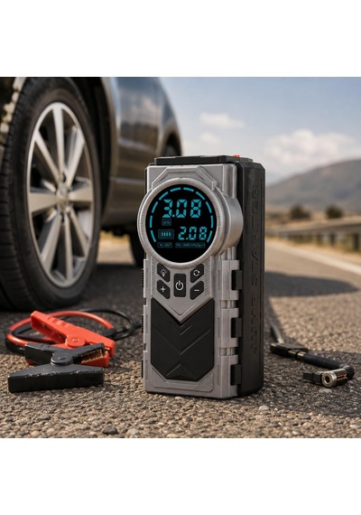 8000 Mah Şarjlı Hava Kompresörü Dijital Lastik Şişirme Pompası Akü Takviye Powerbank Led El Feneri Type-c Araç Bisiklet Top Havuz İçin Kompresör