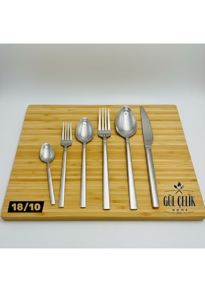 36 Parça Sade 6 Kişilik Lüx Çatal & Kaşık & Bıçak Takımı 18/10 Çelik